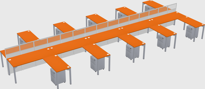 Shared l-shape cubicle