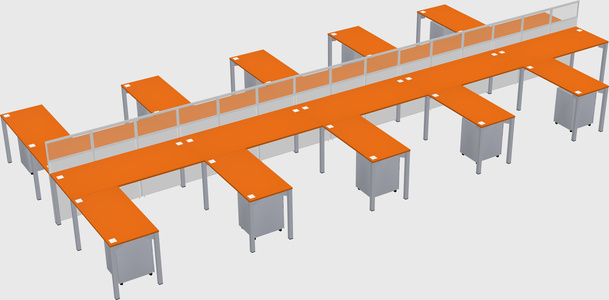 Shared l-shape cubicle