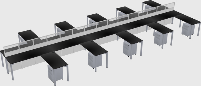 Shared l-shape cubicle