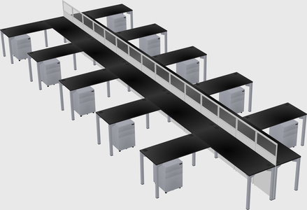 Shared l-shape cubicle