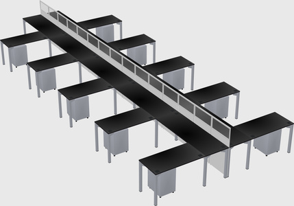 Shared l-shape cubicle