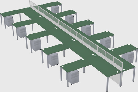 Shared l-shape cubicle