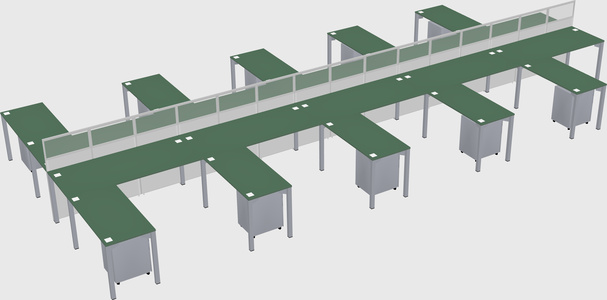 Shared l-shape cubicle