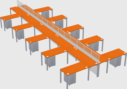 Shared l-shape cubicle