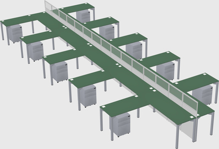 Shared l-shape cubicle
