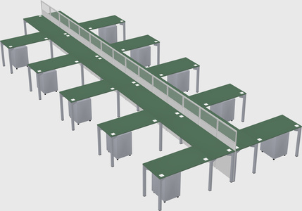 Shared l-shape cubicle