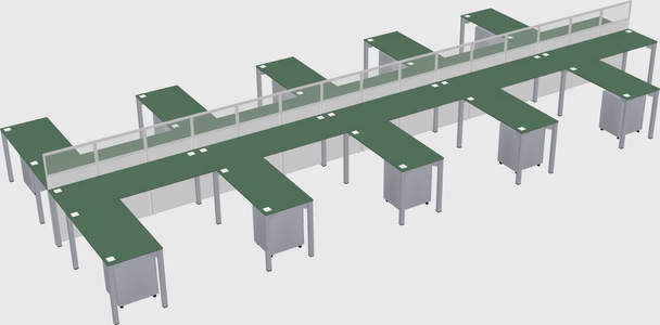 Shared l-shape cubicle