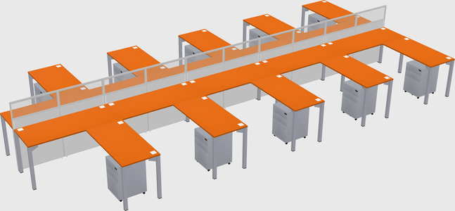 Shared l-shape cubicle