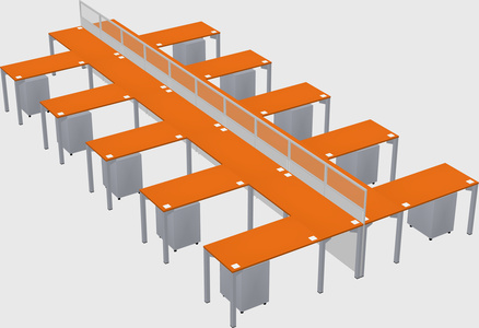 Shared l-shape cubicle