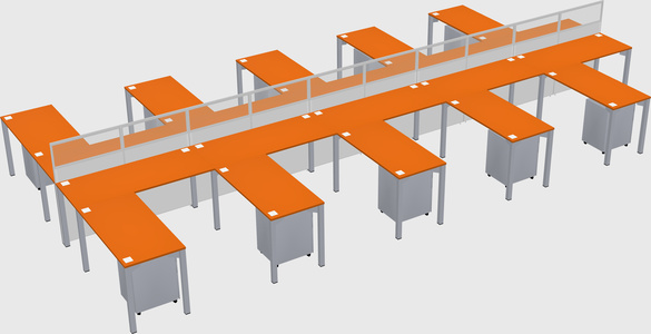 Shared l-shape cubicle