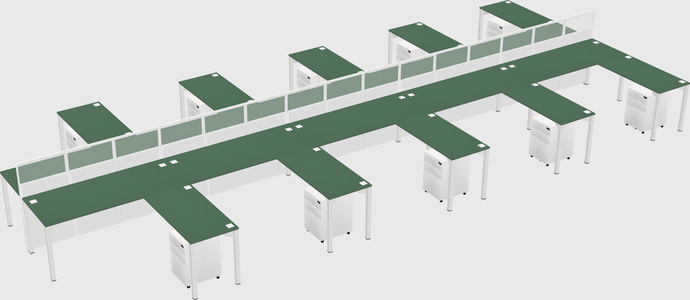 Shared l-shape cubicle