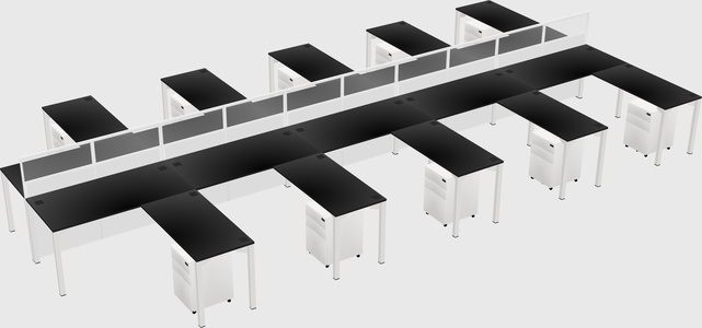 Shared l-shape cubicle