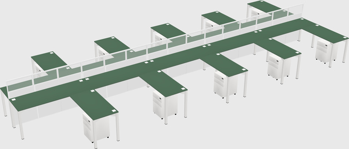 Shared l-shape cubicle