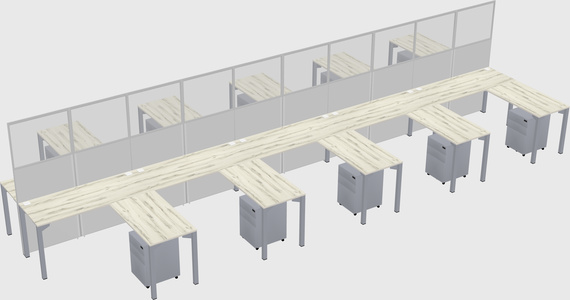 Shared l-shape cubicle