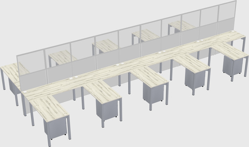 Shared l-shape cubicle