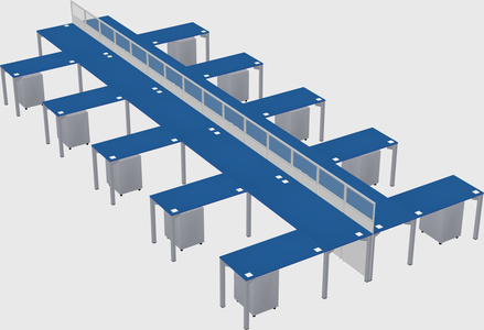 Shared l-shape cubicle