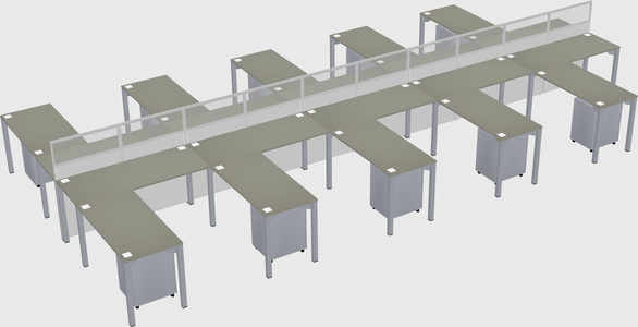 Shared l-shape cubicle