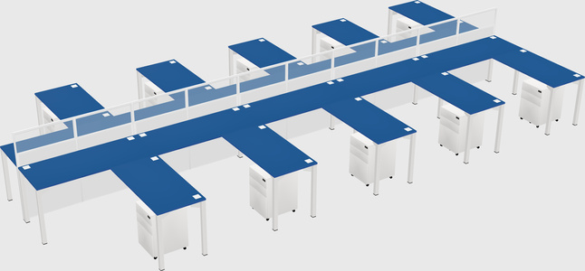 Shared l-shape cubicle