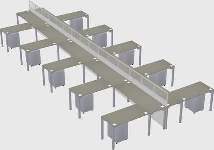 Shared l-shape cubicle