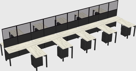 Shared l-shape cubicle