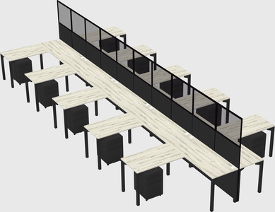 Shared l-shape cubicle
