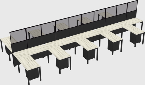 Shared l-shape cubicle