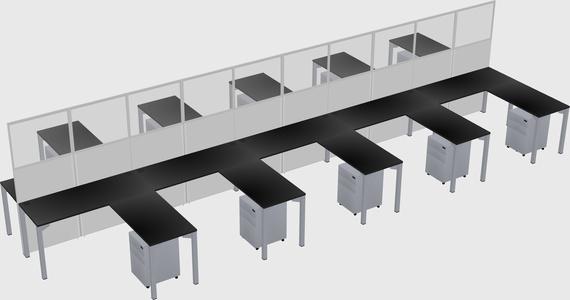 Shared l-shape cubicle