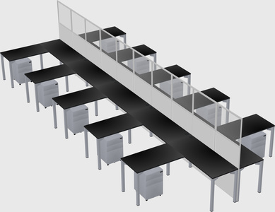 Shared l-shape cubicle