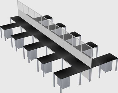 Shared l-shape cubicle