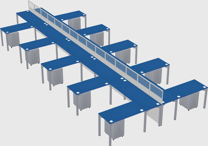 Shared l-shape cubicle
