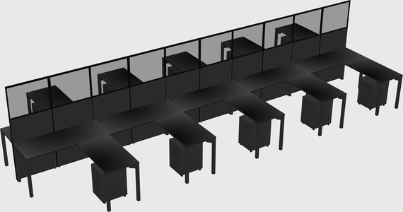 Shared l-shape cubicle