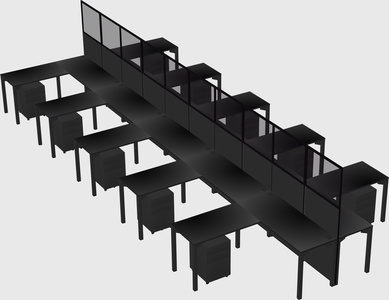 Shared l-shape cubicle