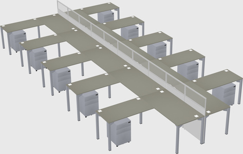 Shared l-shape cubicle