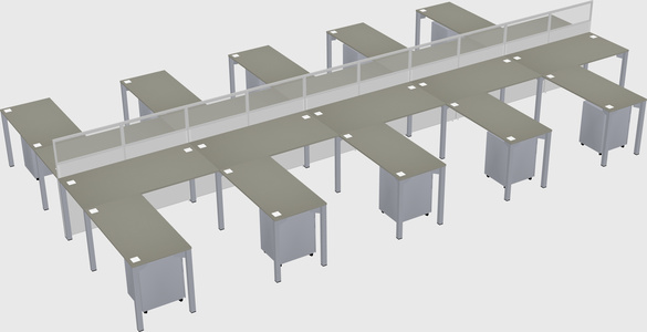 Shared l-shape cubicle