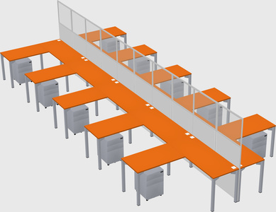 Shared l-shape cubicle