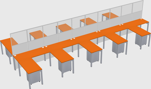 Shared l-shape cubicle