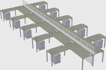 Shared l-shape cubicle