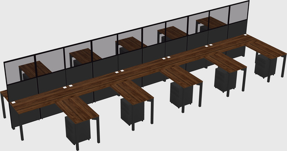 Shared l-shape cubicle