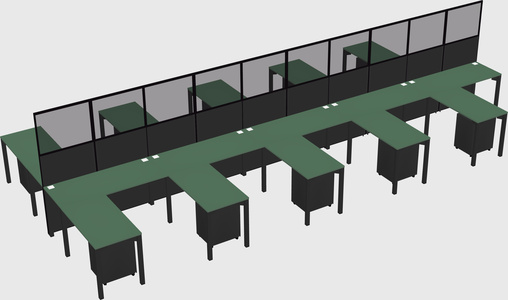 Shared l-shape cubicle