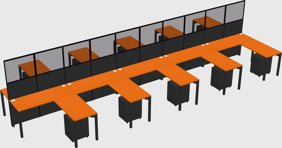 Shared l-shape cubicle