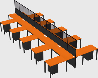 Shared l-shape cubicle