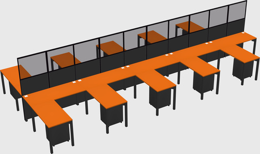 Shared l-shape cubicle