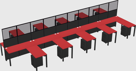 Shared l-shape cubicle