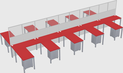 Shared l-shape cubicle