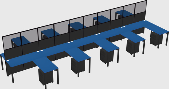 Shared l-shape cubicle