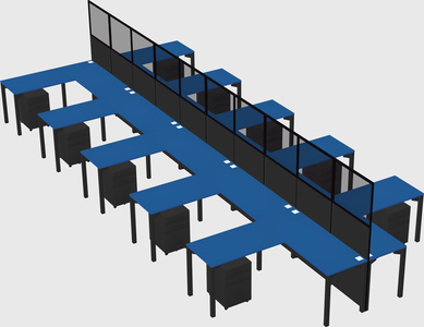 Shared l-shape cubicle