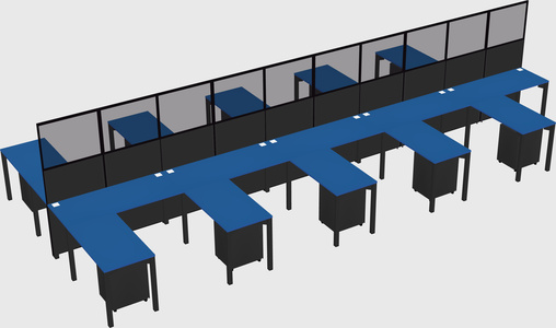Shared l-shape cubicle