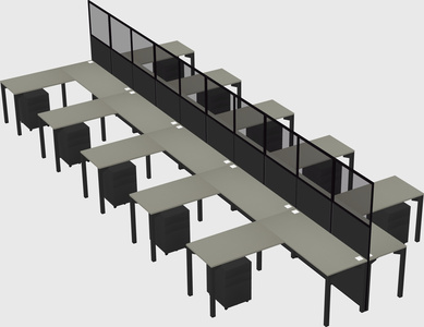 Shared l-shape cubicle