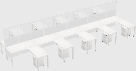 Shared l-shape cubicle