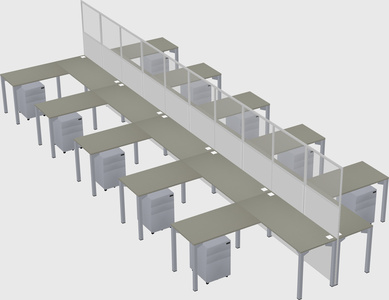 Shared l-shape cubicle